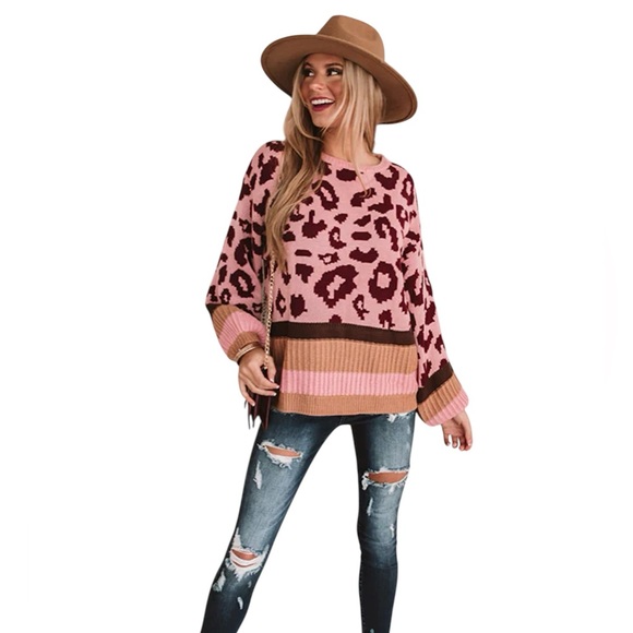 Umgee Sweaters - Umgee USA Multicolor Leopard Print Sweater Size: M